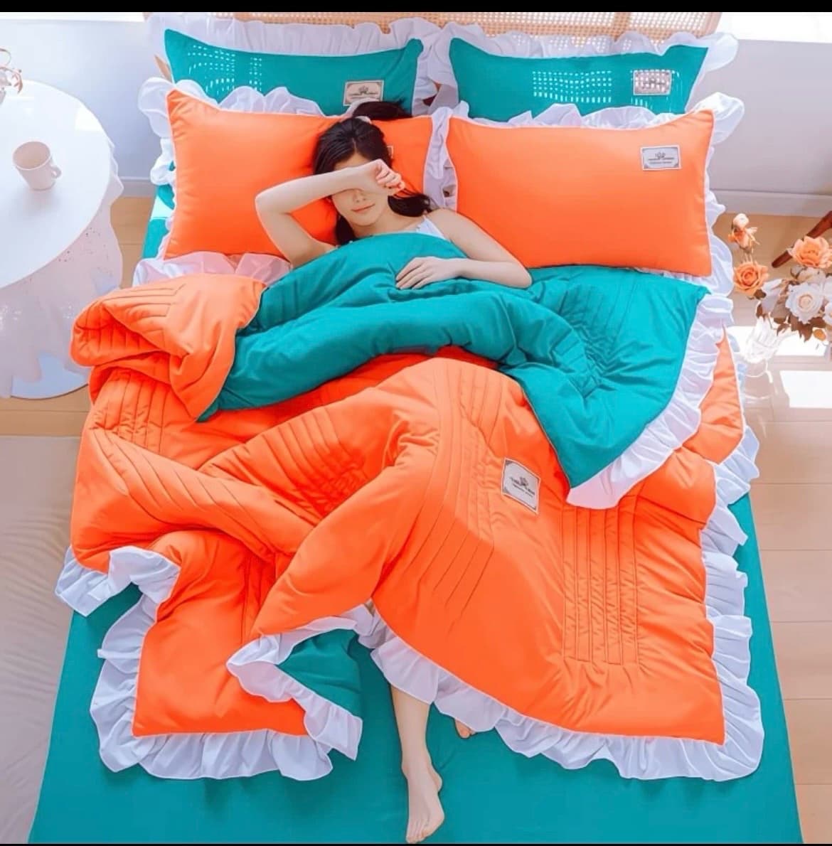 Summer Cool Quilt, Air-Conditioned Quilt, Three or Four-Piece Set, Korean Style Lace, Machine Washable, Thin Cotton Quilt, Student Single/Double Bed, Summer
