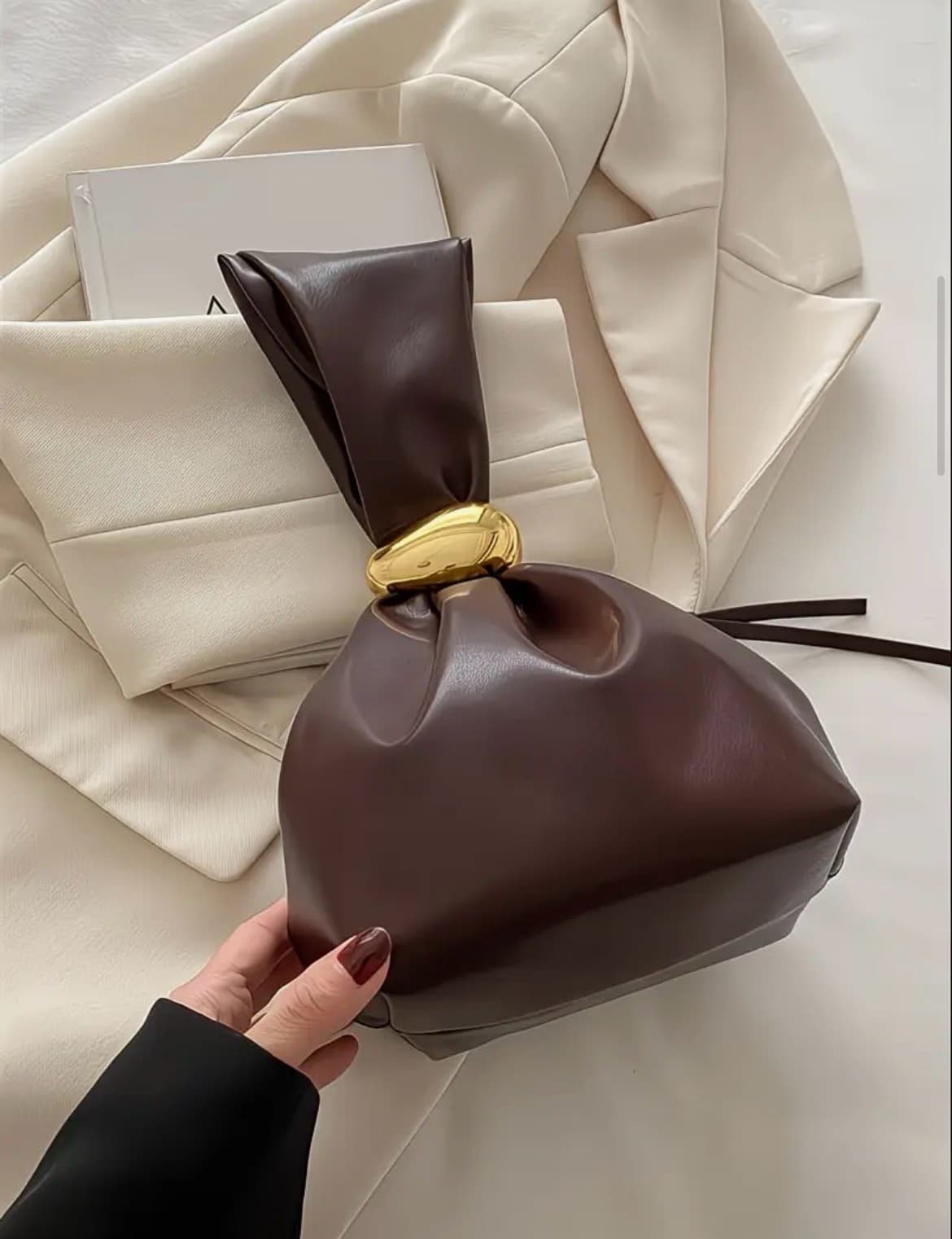 Chunky Gold Hardware Slouchy Handbag