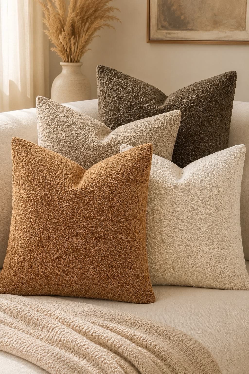 Boucle Textured Throw Pillow