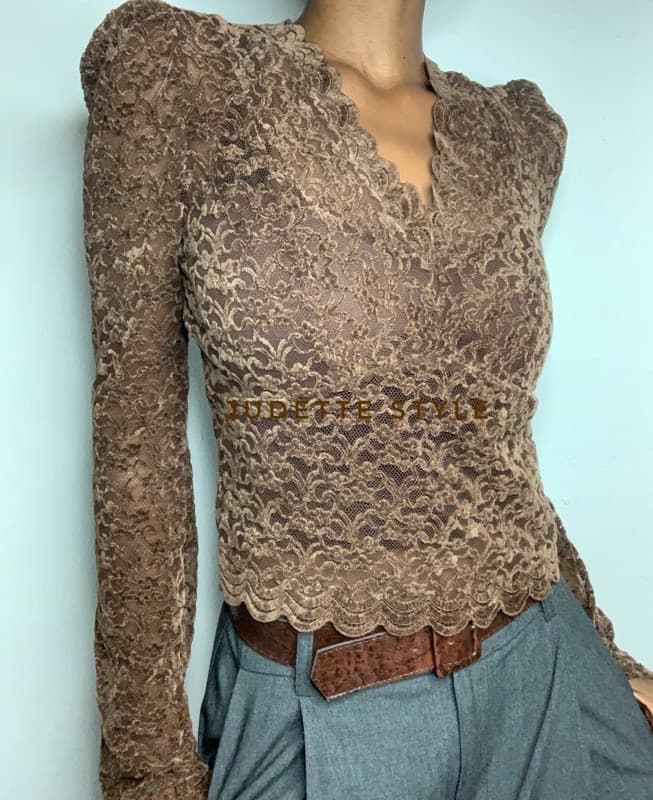 Mocha Lace Bloom Top