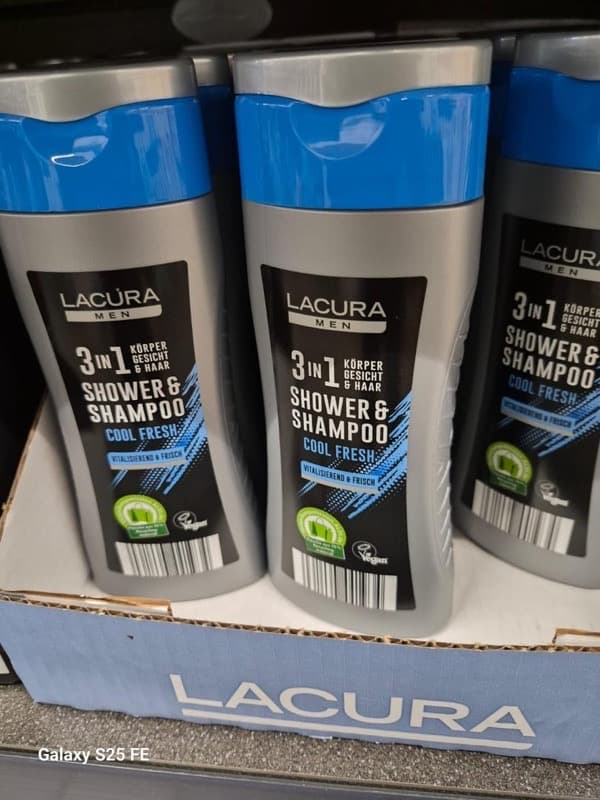 This is German Lacura Men 3 in 1 Shower & Shampoo – Cool Fresh. It’s a budget-friendly European personal care product, often sold in stores like Aldi.