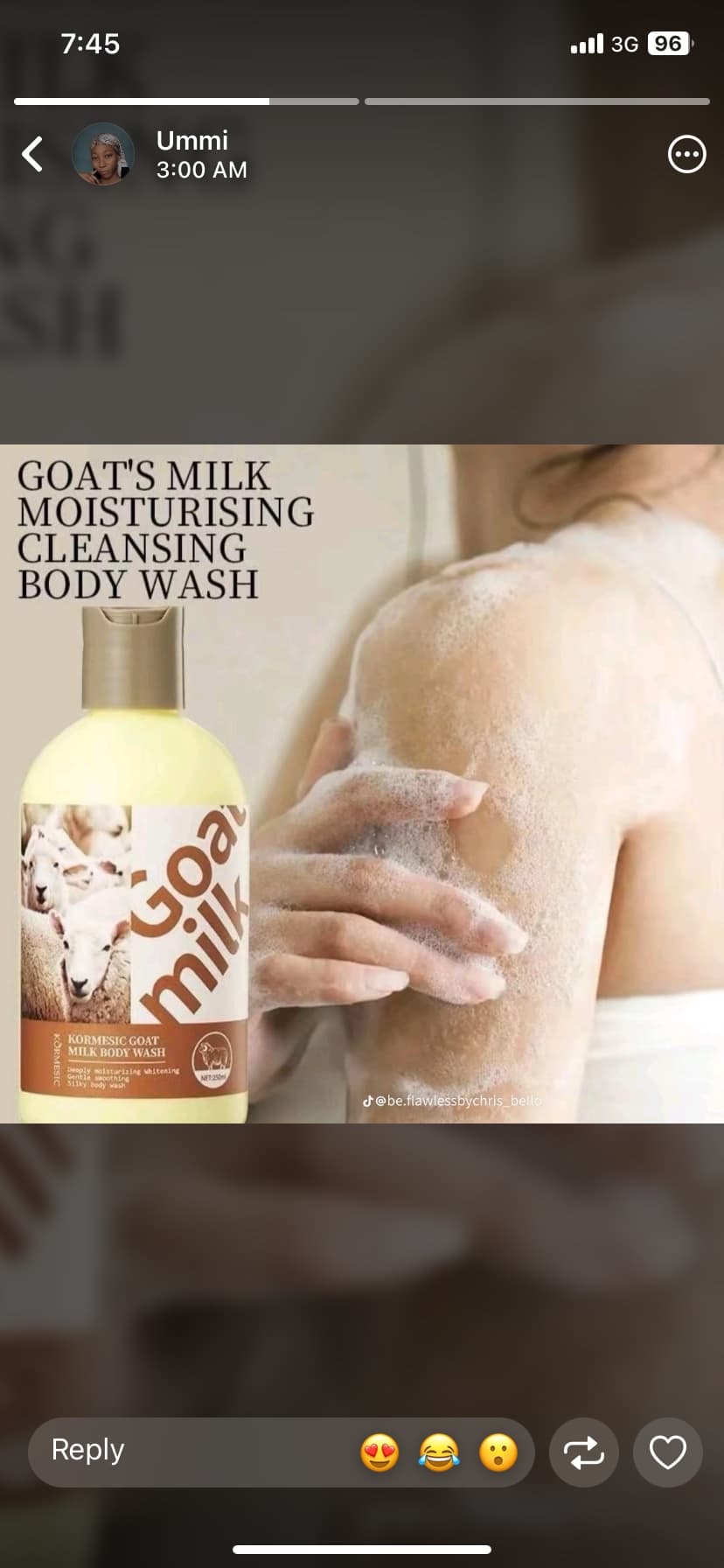 Goat milk, body wash