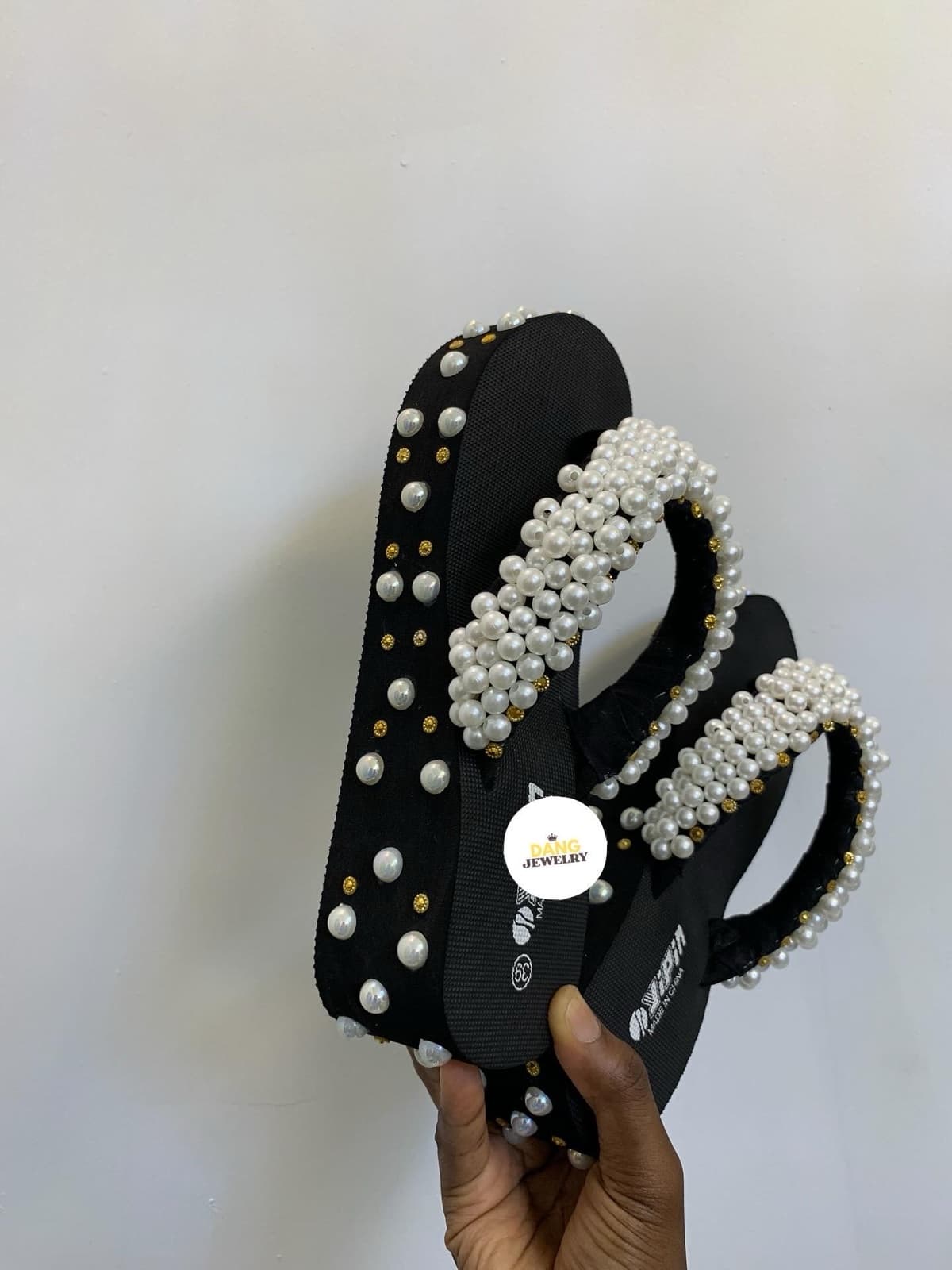 Pearl & glitter slippers