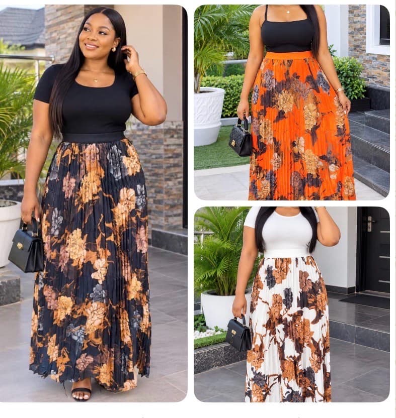 HIGH-WAISTED FLORAL PRINT PLEATED MAXI SKIRT