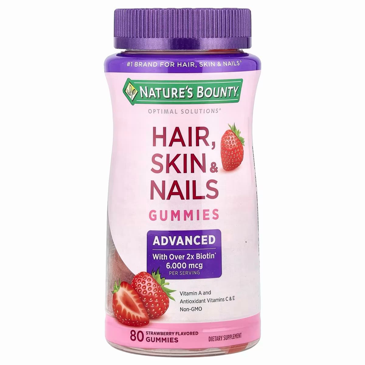 Advanced Hair, Skin, & Nails Gummies, Strawberry, 80 Gummies