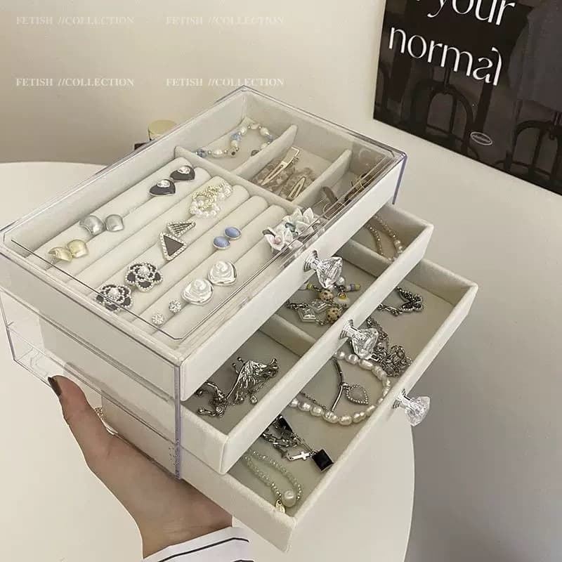 3-Tier Acrylic Jewelry Organizer with Drawers