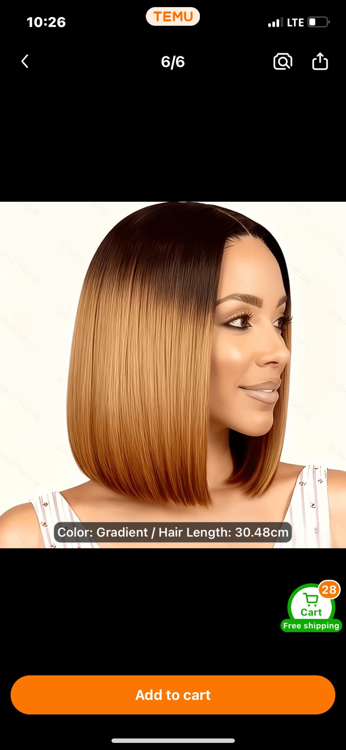 Fashionable 12-Inch Black to Yellow Ombre Women's Bob Wig, Middle Part Style, Glueless Heat Resistant, Natural Look, Breathable and Comfortable, Versatile Wig for All Ethnicities and Skin Tones, Suitable for Festivals and Daily Wear